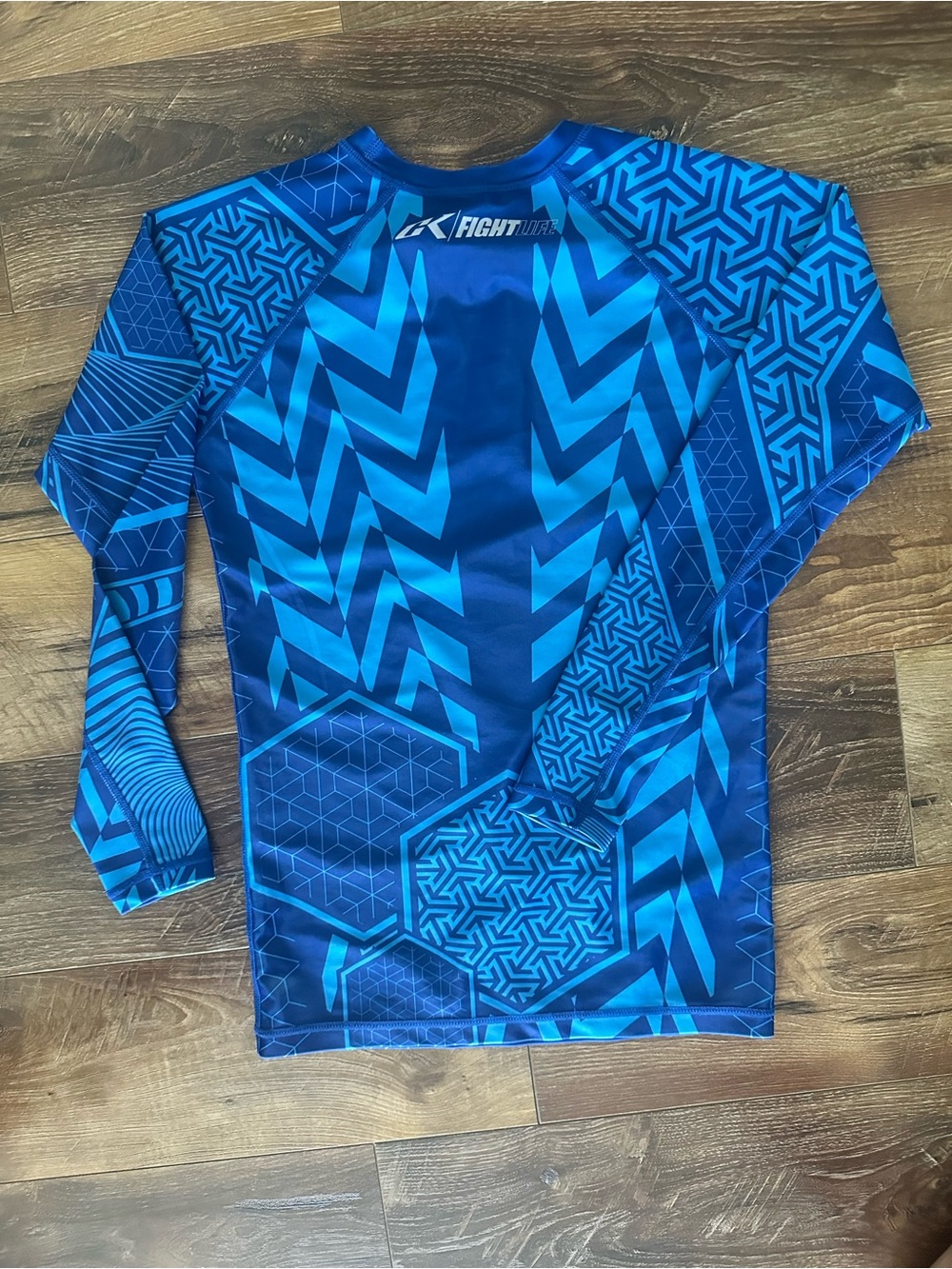 Men's Long Sleeve Swim Shirt - Blue Geometric